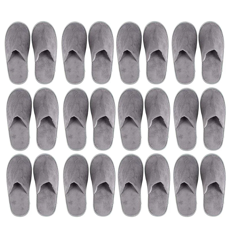 

12-Pairs Disposable Slippers, Great for Hotel, Spa, Nail Salon Use-Non-Slip-Grey-Fits Up to US Men's Size 11 and US Women's Size
