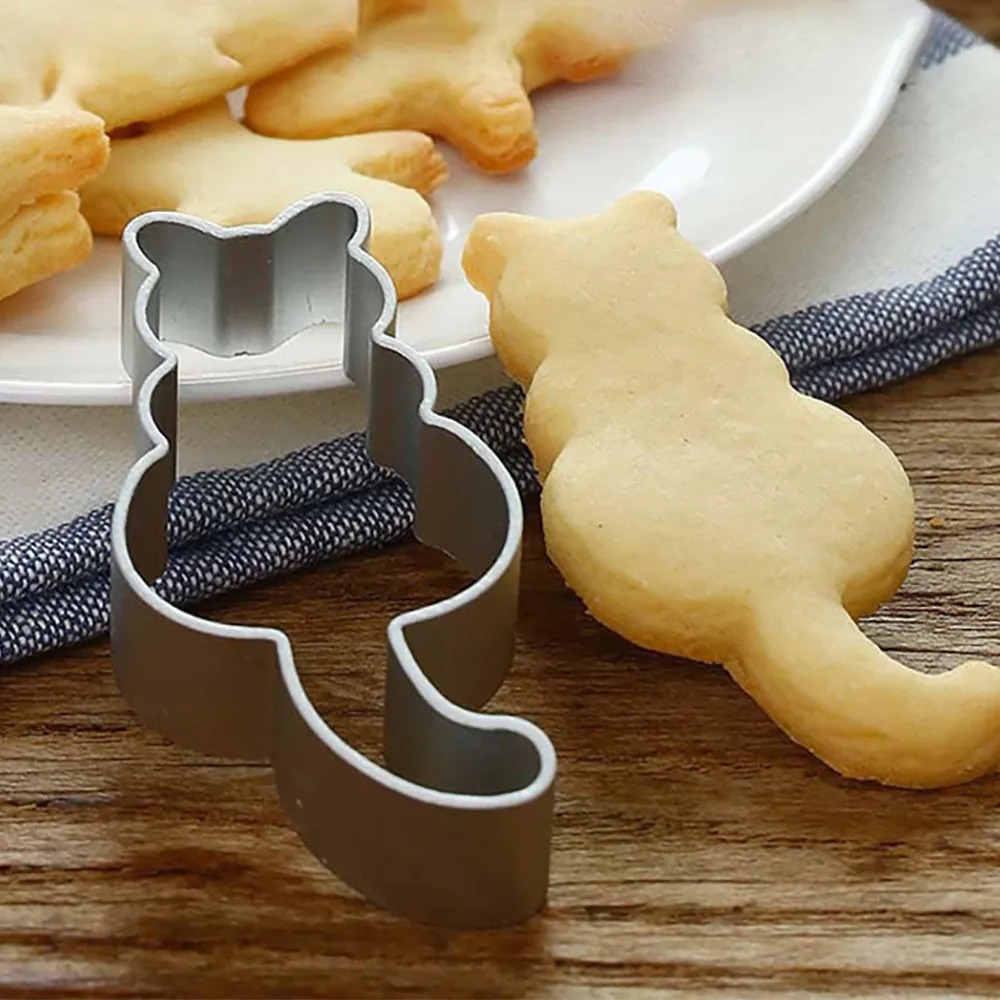 

1PC Cookie Cutter Lovely Cat Shaped Aluminium Practical Creative Mold Sugarcraft Cake Cookies Pastry Baking Cutter Mould