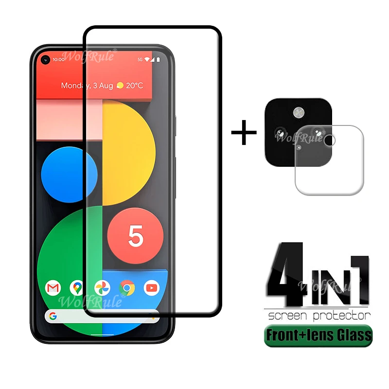 4-in-1 For Google Pixel 5 Glass For Google Pixel 5 Tempered Glass Full Glue HD Screen Protector For Google Pixel 5 4A Lens Glass afbeelding