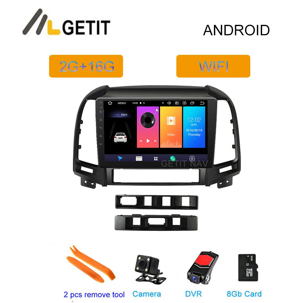 Android 9 0 автомобильный Радио плеер мультимедиа для современного Santa Fe 2 2006 2012 Navitei gps