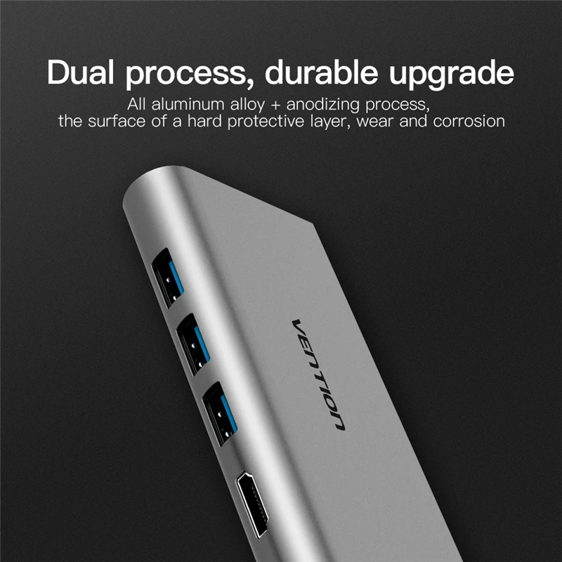 Vention Thunderbolt 3 адаптер док-станции USB C к HDMI USB 3,0 хаб RJ45 PD для MacBook Pro huawei P20/Коврики 10 USB-C концентратора