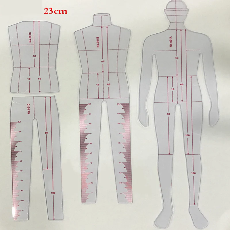 

4PCS/set DIY Craft Men Clothing Accessories Tool For Ruler Drawing Comma Line Human Dynamic Template Cloth Rendering