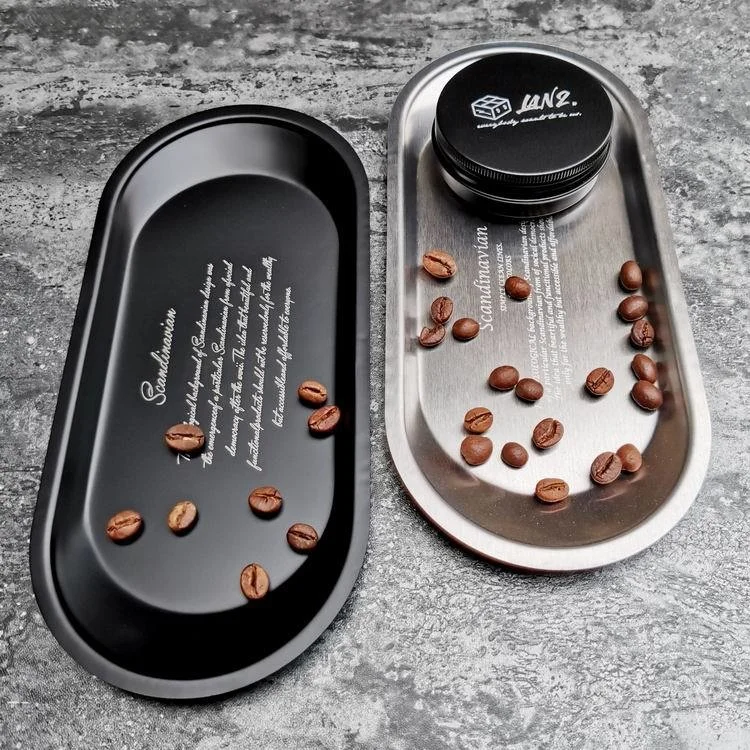 Stainless Steel Black Tea Tray Plate Dessert Cake Fruit Dish Letter Plates Cosmetics Storage Trays Jewelry Display Home Decor stainless steel plates
