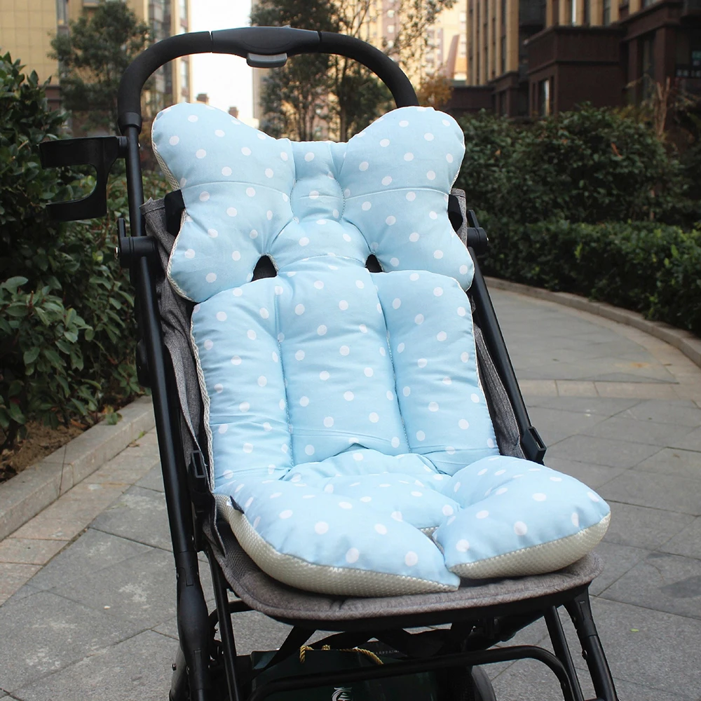 Sky Blue 33x80cm Baby Thicken Pad Trolley Chair Cushion Print Stroller Pad Seat Soft Kid Carriage Cart Warm Cushion Pad Mattresses Pillow - Цвет: Sky Blue 33x80cm