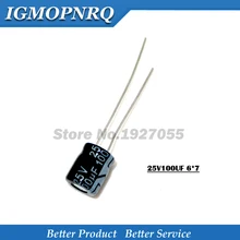 50 шт. 25V100UF 6*7 мм 100 мкФ 6,3*7, алюминиевая крышка, 25В Алюминий электролитический конденсатор с алюминиевой крышкой, Новинка