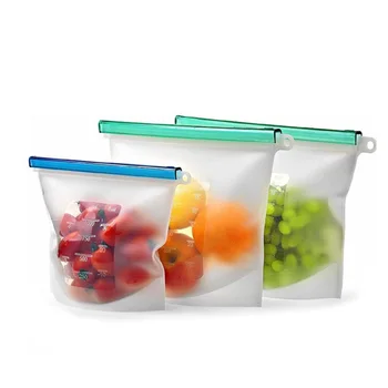 

Reusable 1000ml Kitchen Food Sealing Storage Bag Refrigerator Fresh Bags Silicone Fruit Meat Ziplock Kitchen Organizer Tools