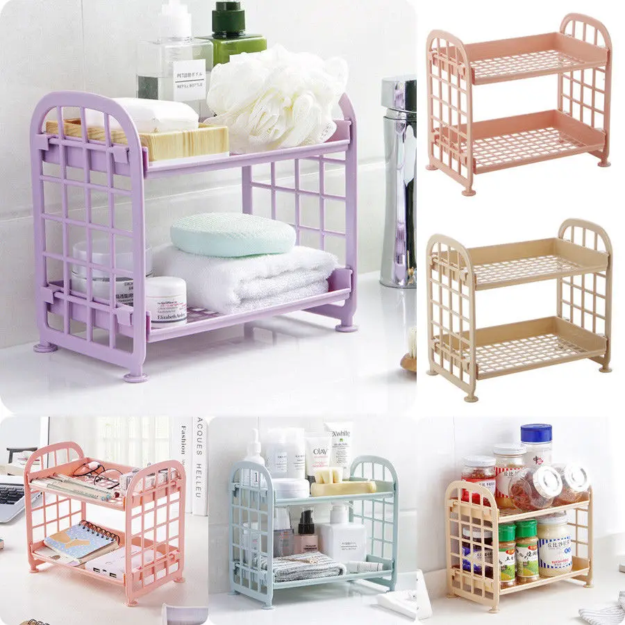 

Faroot New 2 Layer Storage Organizer Kitchen Bathroom Plastic Square Shelf Space Saving Shoe Tower Rack