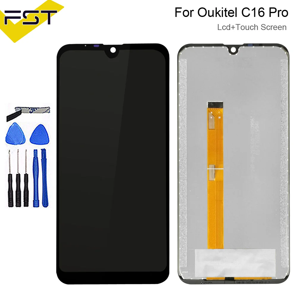 

Black 5.71''For Oukitel C16 Pro LCD Display+Touch Screen Digitizer Assembly Repair Parts+Tools +Adhesive