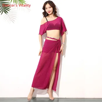 

Belly Dance Summer New Oriental Sexy Women Dress Fairy Dance Dress Mesh Dance Suit Top+Skirt 2pcs