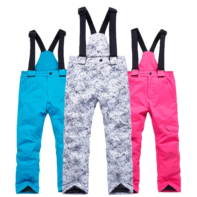 US $29.43 -30 Children's Snow bibs Skiing pants Winter outdoor snowboarding Trousers waterproof thermal belt 