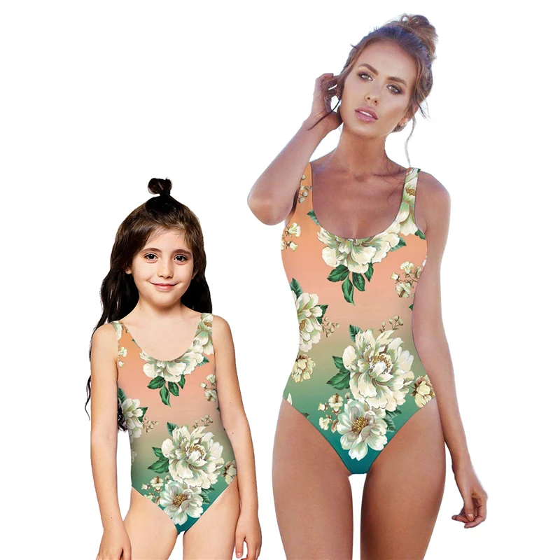 

Family Matching Swimwear Bikinis Mommy And Me Beachwear Swimsuit Mother & Daughter Clothes Bikini Look Mum Girls Floral Bodysuit