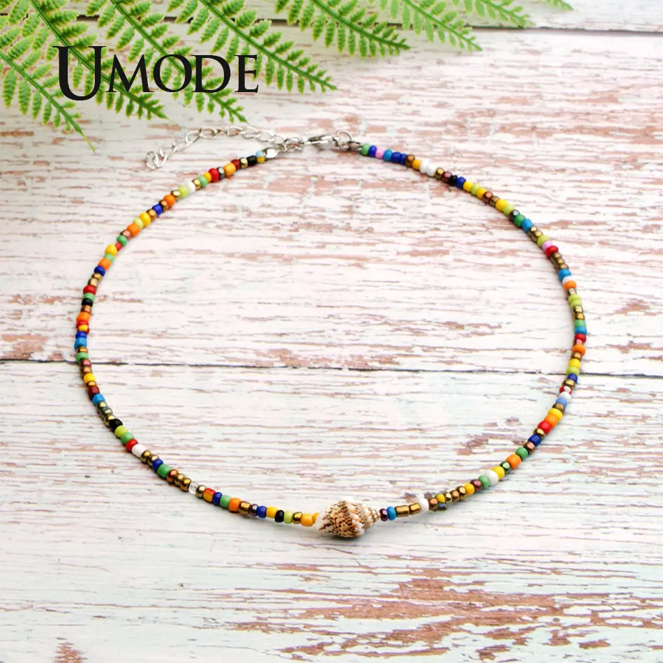 

UMODE Muti Colors Shell Necklaces Vsco Necklaces Stone Beads Pendant Boho Girls Chocker Gifts Party Sea Accessories PN0692