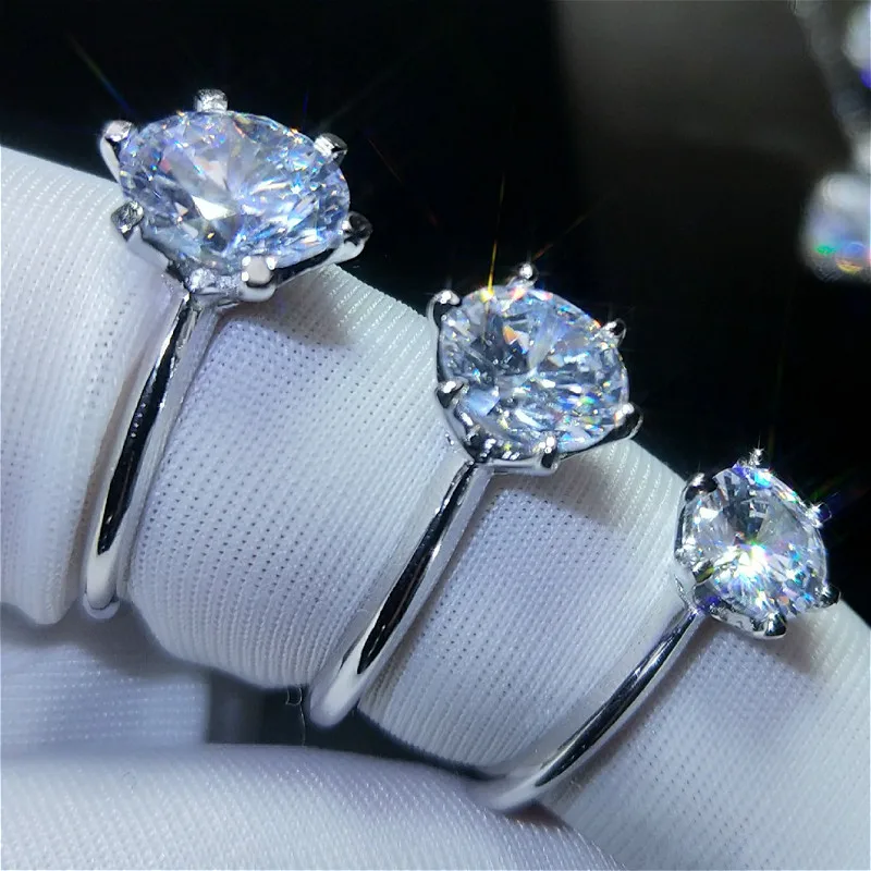 Женское свадебное кольцо из натурального моиссанита 6 Зубцов 1ct 3ct D Color VVS1