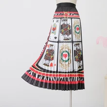 Осенняя и зимняя новая модная длинная юбка с принтом и высокой талией Женская плиссированная юбка
