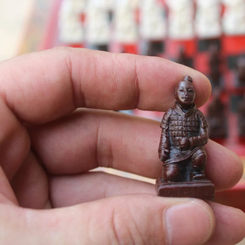 Деревянные шахматы китайские ретро терракотовые воины дерево старая резьба