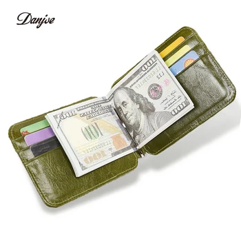 

Men Money Clips RFID Blocking Genuine Cow Leather Slim Holder Dollar Clip Purse Real Leather Coin Wallet Male Women