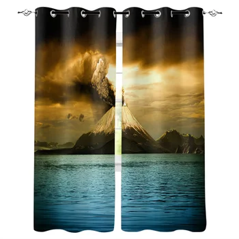 

Volcano Eruption Curtains Window Living Room Curtains Kitchen Indoor Window High Blackout Curtain Thick