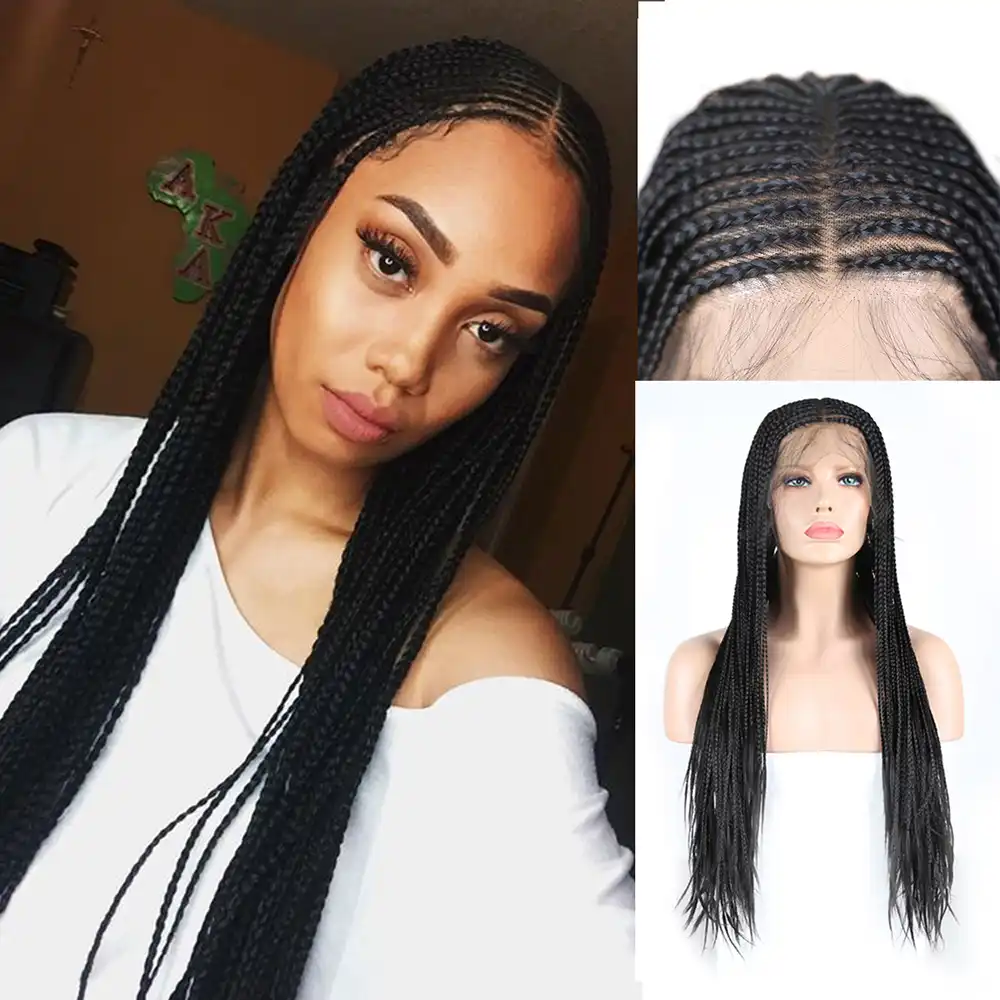 Aimeya 13 6 Srednyaya Chast Chernye Mikro Kosy Parik Dlinnye Pletenye Sinteticheskie Kruzheva Perednie Pariki Dlya Chernyh Zhenshin Detskie Volosy Korobka Kosichki Pariki Aliexpress