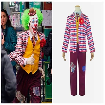 

2019 new the film cosplay Joker Joaquin Phoenix Character suit High quality linen clothing Halloween Makeup Party Performance