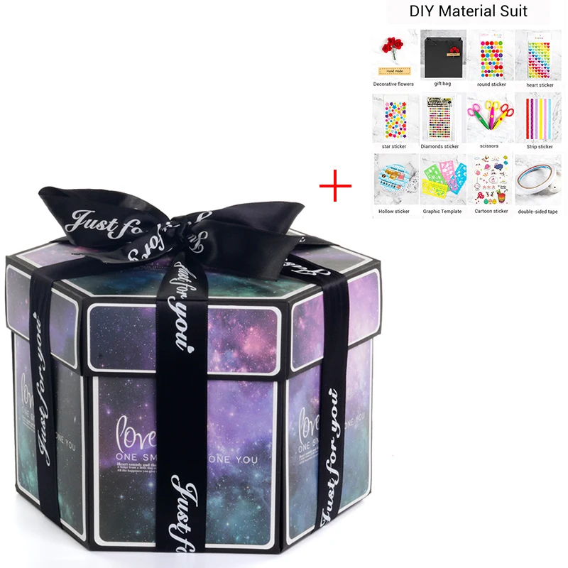with DIY kits 8 18 цветов, вечерние подарочные коробки для скрапбукинга на юбилей, DIY фотоальбом, рождественский подарок, дропшиппинг - Цвет: with DIY kits 8
