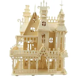 3D взрослых сборки игрушка ручной работы подарок для детей кукольный дом Миниатюрный Детская модель строительные наборы замок деревянная
