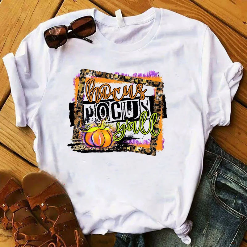

Women T Hocus Pocus Y'all Pumpkin Fall Womens Top Thanksgiving Halloween Tshirt Female Graphic Tee Shirt Ladies Clothes T-shirt