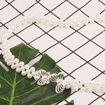 

Pearl Elastic Waist Belt Elegant Buckle Chain Belt Female Waistband Dress Belt Flowers Fashion Hollow-out Strap