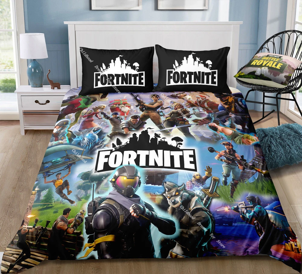 Fortnite funda de edredón para decoración de dormitorio, Sábana de de almohada, 3 uds.|Cine y TV| - AliExpress