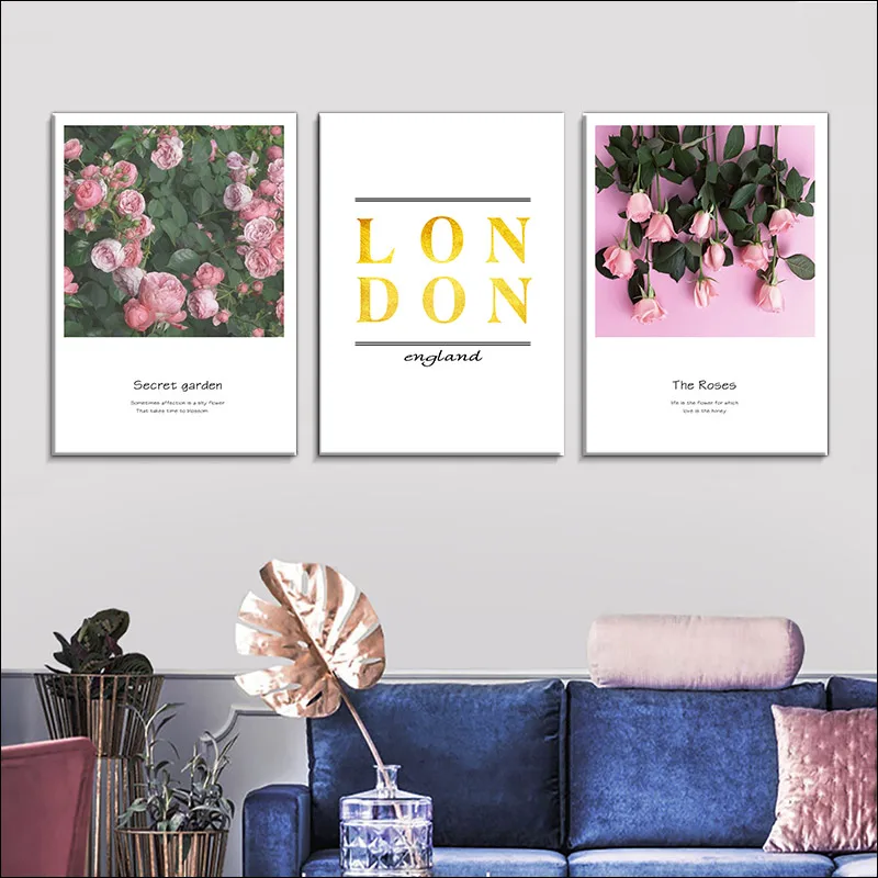 

Flower Pot Mural, Still Life Painting, Rose, Simple Canvas Painting, Pink Flower, Plant Letter Poster, Nordic Painting, Waterpro