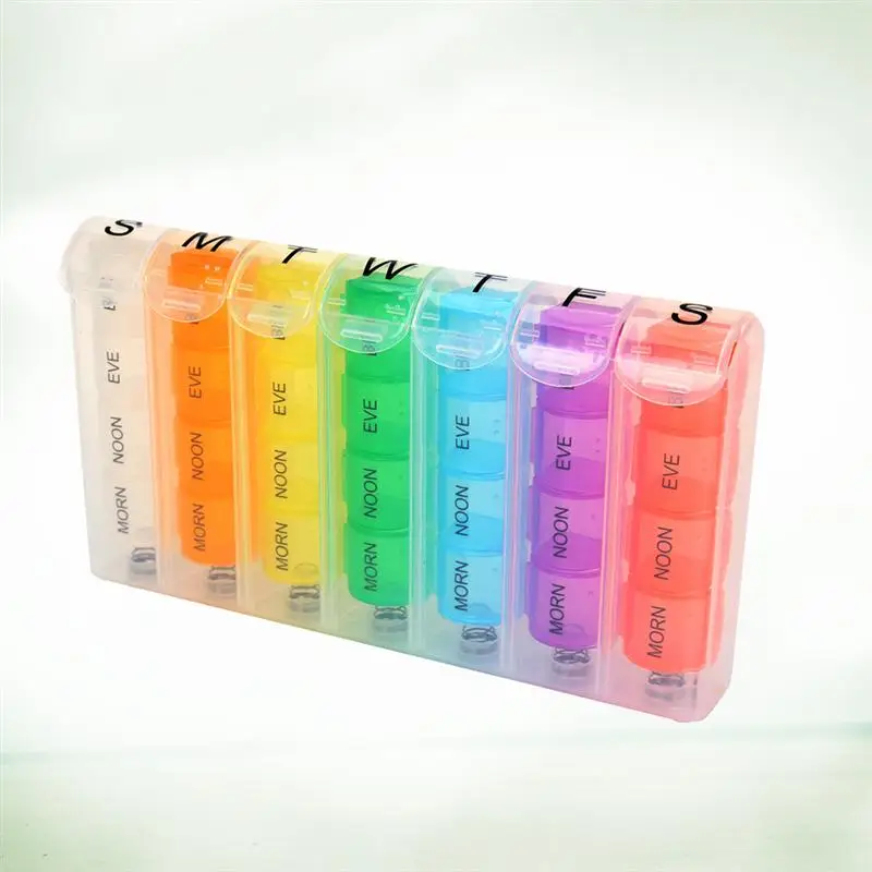 ROSENICEPill Box 4 Times A Day Colorful Drug Pill Medicine Organizer Dispenser Container Case Box Holder For Travel Home