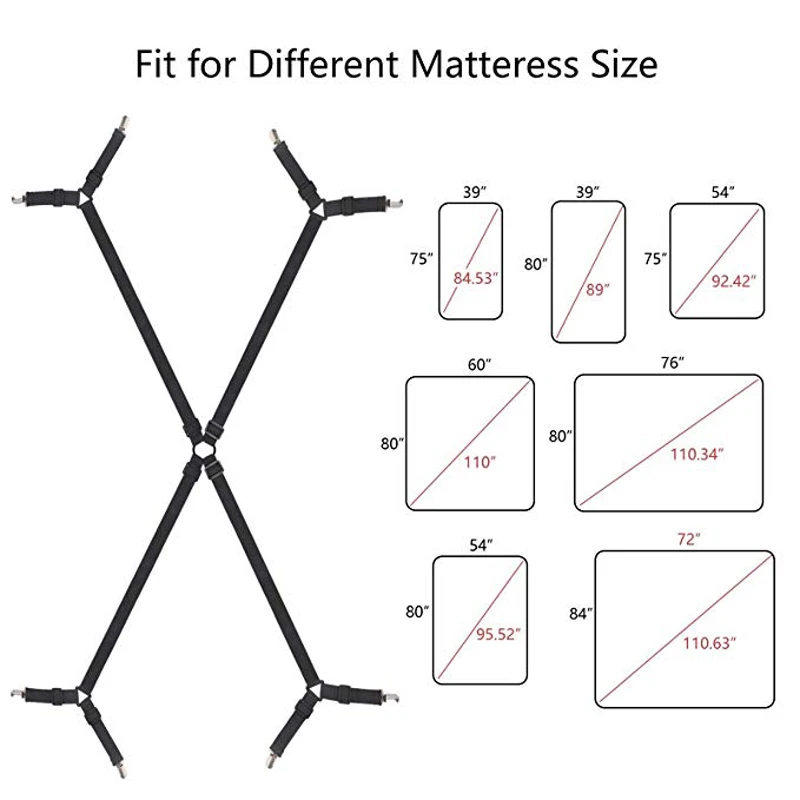 Регулируемые простыни на кровать ремни-подтяжки Захваты домашний текстиль организовать гаджеты крест накрест застежка наматрасник зажимы