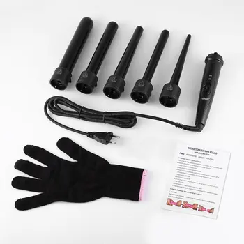 

5 in 1 Interchangeable Barrels LCD Display Electric Curler Ceramic Temperature Control Heat Settings Ceramic Hair Curling Iron