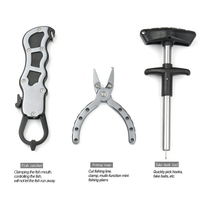 

3pcs/set Fish Lip Grip Stainless Steel Fishing Pliers Fishing Hook Remover Tackle Set Gripper Pliers Decoupling Device Tools