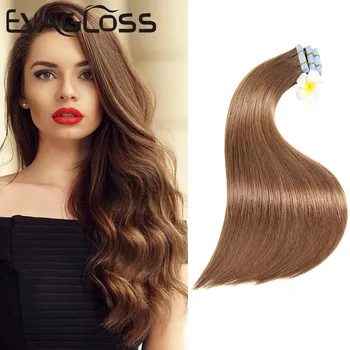 

EVAGLOSS Tape In Hair Extensions100% European Human Hair Remy Straight Adhensive Extension tape on Hair Free Shipping
