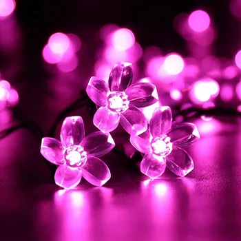 

50 LEDS Peach Blossom Flower Solar Lamp 7M Power LED String Fairy Lights Solar Garlands Garden Christmas Decor for Outdoor
