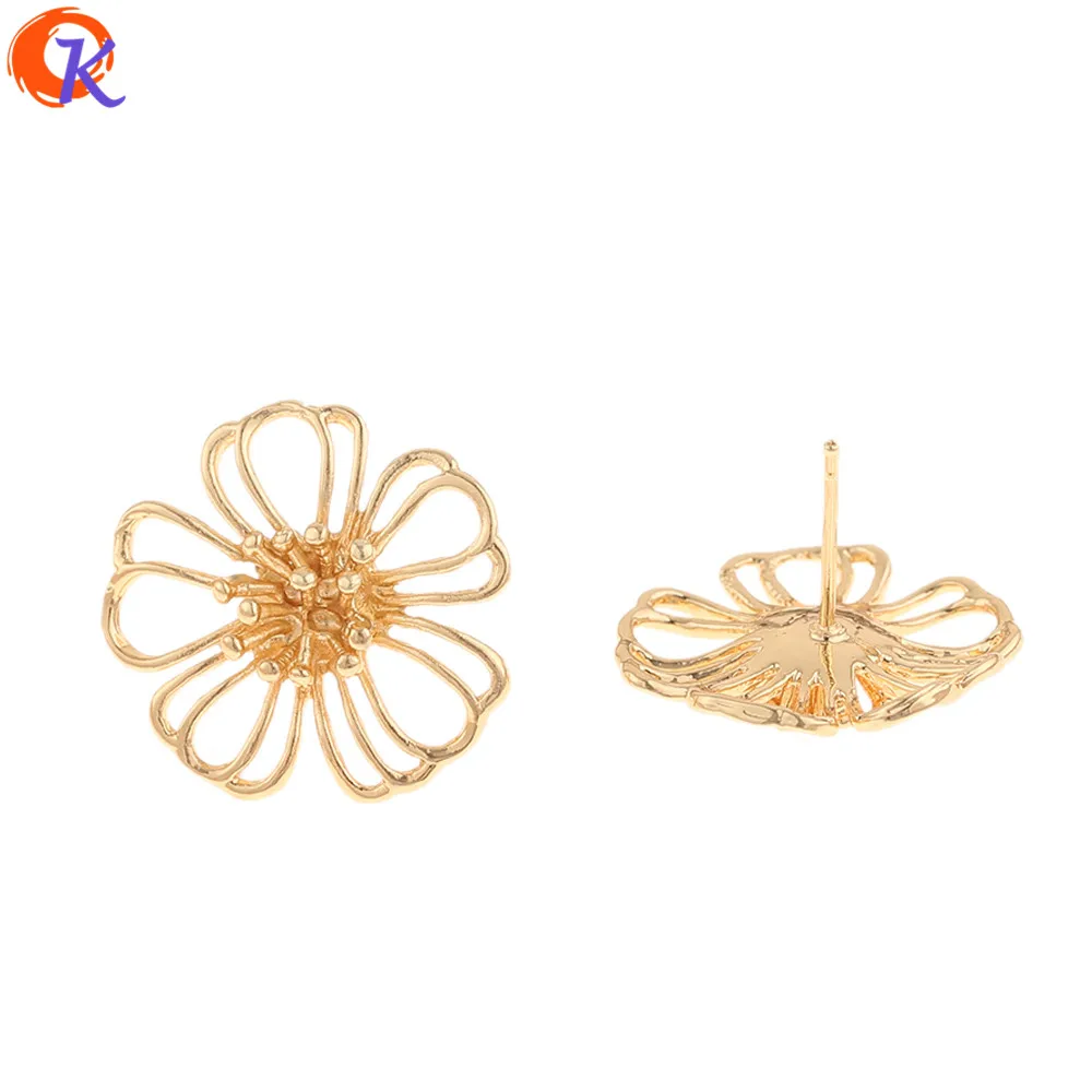 Сердечный дизайн 30 шт 20*20 мм модные ювелирные изделия/Серьги-гвоздики/серебряные булавки/форма цветка/ПОДЛИННОЕ золотое покрытие/модные серьги для женщин