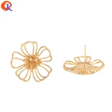 Сердечный дизайн 30 шт 20*20 мм модные ювелирные изделия/Серьги-гвоздики/серебряные булавки/форма цветка/ПОДЛИННОЕ золотое покрытие/модные серьги для женщин