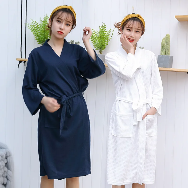 

Women Sleepwear Nightwear Kimono Robe Soild Winter Autumn Casual Cotton Bathrobe Belt Elegant Bathroom Spa Robe