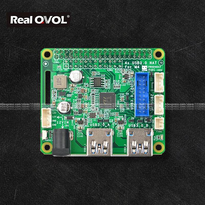 

RealQvol Friendlyarm PCIe To USB 3.0 X4 HAT for M4 Power/Fan Interface 40-PIN connector are populated