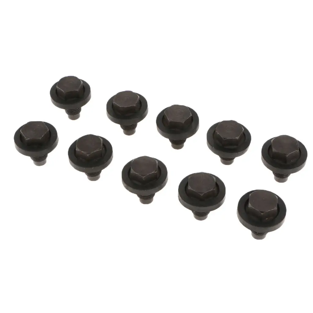 10pcs 1/220 Black Oil Pan Drain Plug Bolt With Crush Washer Oil Pans AliExpress