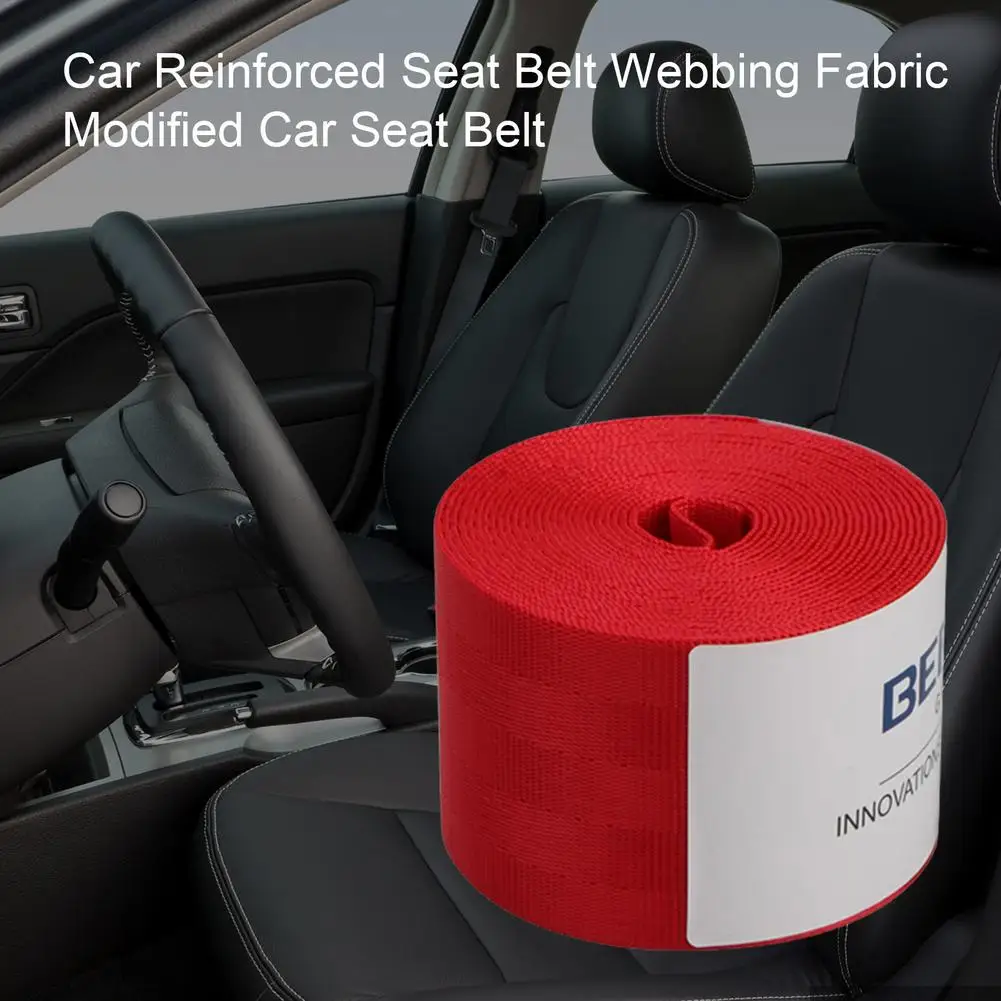 Car Reinforced Seat Belt Webbing Fabric 3.6 Meters Modified Car Safety Belts Harness Backpack Strap Standard Certified 10 Colors seat belt webbing seat belts