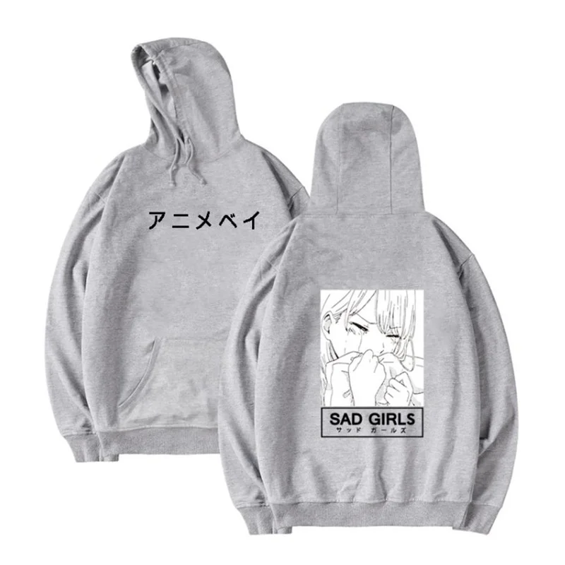 Anime Sad Girls Manga Printing Long Sleeved Anime Hoodie Hoodies Sweatshirts Aliexpress