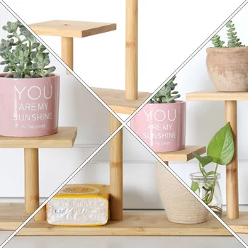 

1Pc Succulent Storage Rack Bamboo Shelf Multi-layer Plant Stand for Office