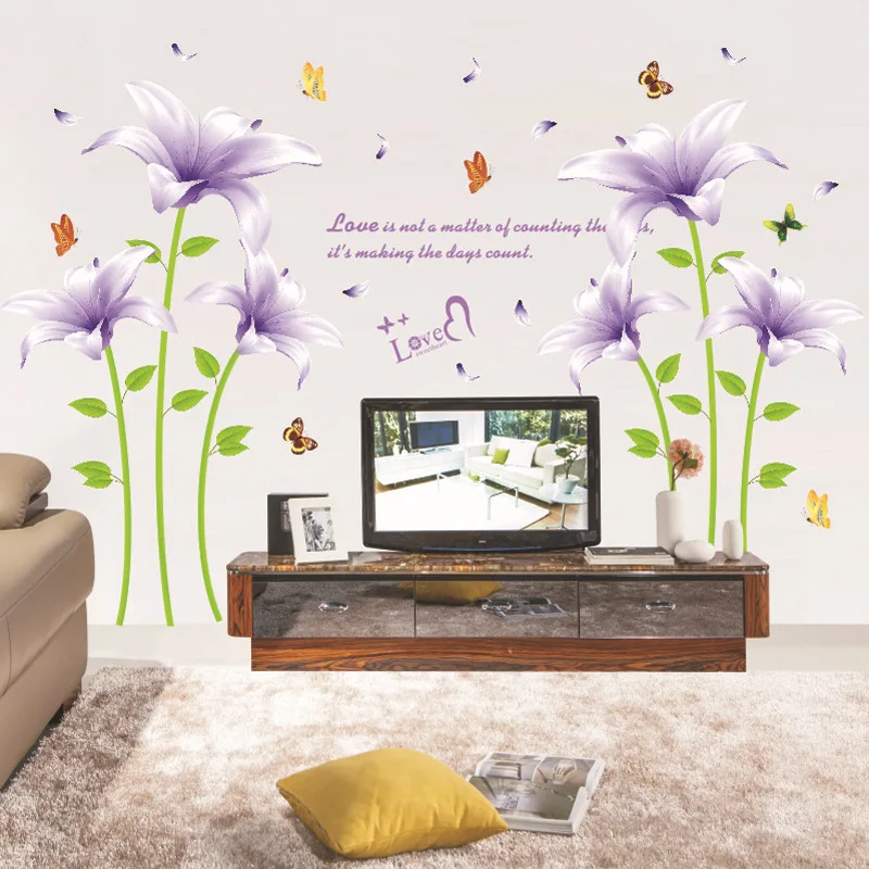 Zhen hong Wall Stickers Marriage House Bedroom Warm Bedside Living Room Sofa TV Wall Background Mural Flower XL8106