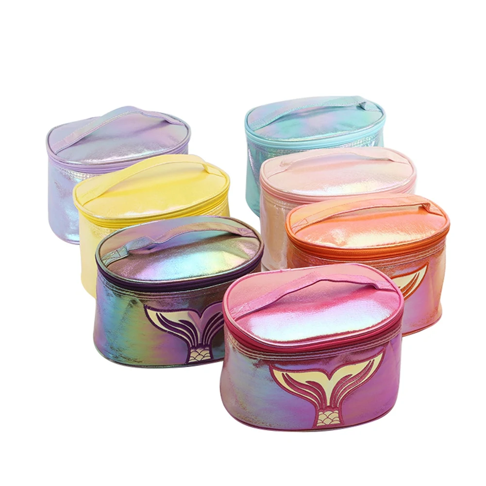 

AA Women's Large Capacity Waterproof Makeup Bag Mermaid Tail Printed Portable Cosmetic Pouch Case with Zipper and Top Handle