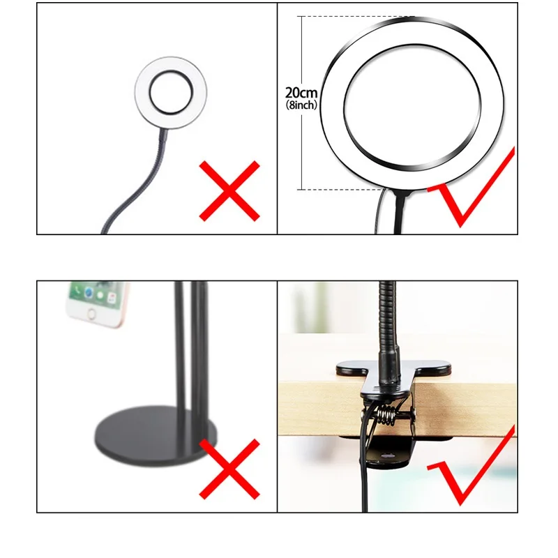 Держатель для телефона 8 дюймов с кольцевым светильником селфи прямой трансляции