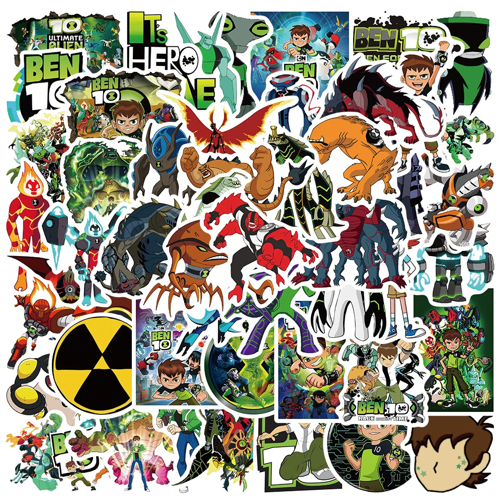 Cartoon stickers Cartoon animal stickers Decorative stickers Graffiti stickers Colorful stickers 50pcs Cartoon Ben 10 Dinosaur Boy Stickers DIY Luggage Laptop Bicycle Skateboard Waterproof PVC