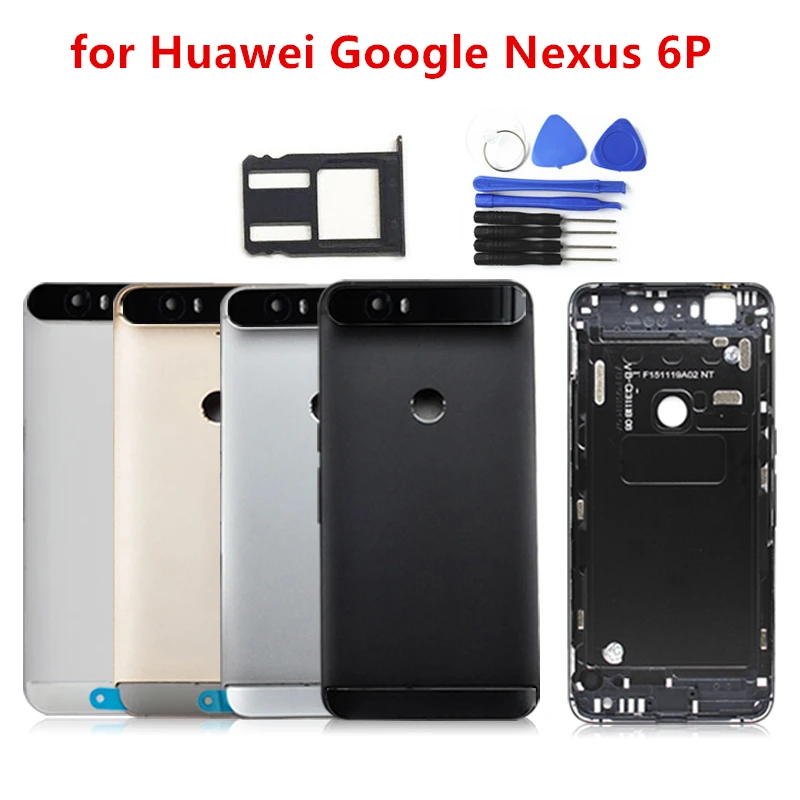 for Huawei Google Nexus 6P Battery Back Cover Rear Door Housing+Top Glass Camera Flash Lens+tools Replacement Repair Parts