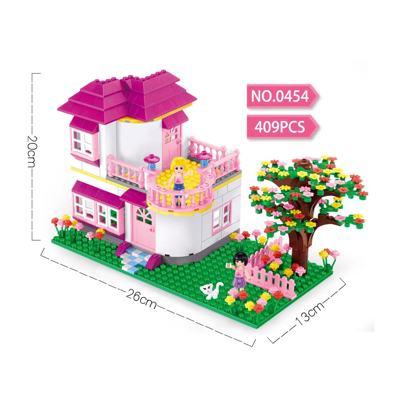 

Girl'S Small Particles Assembled Building Blocks Educational Fight Inserted Princess Series GIRL'S Villa Set Building Blocks Toy