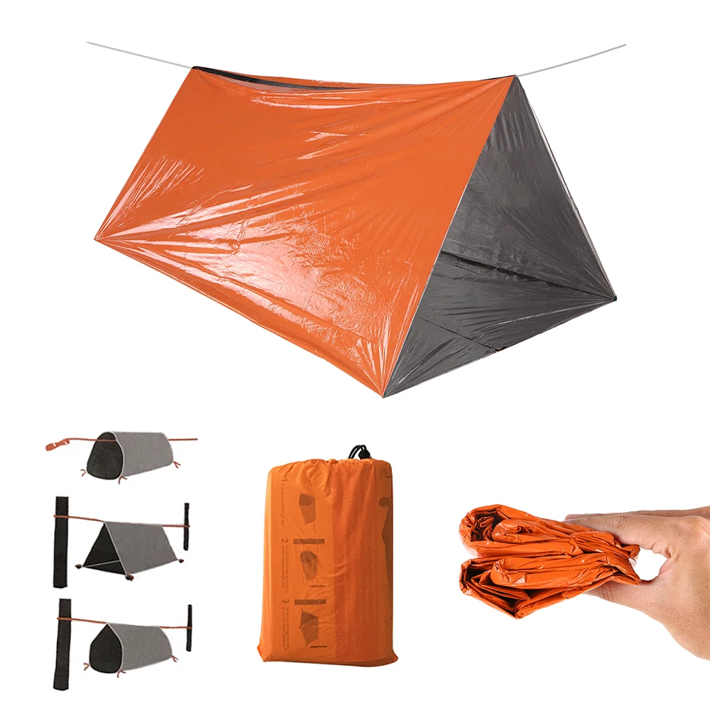 Ohhome Emergency Tube Survival Shelter Tent Blanket Durable Tent Shelter Canvas to Camping